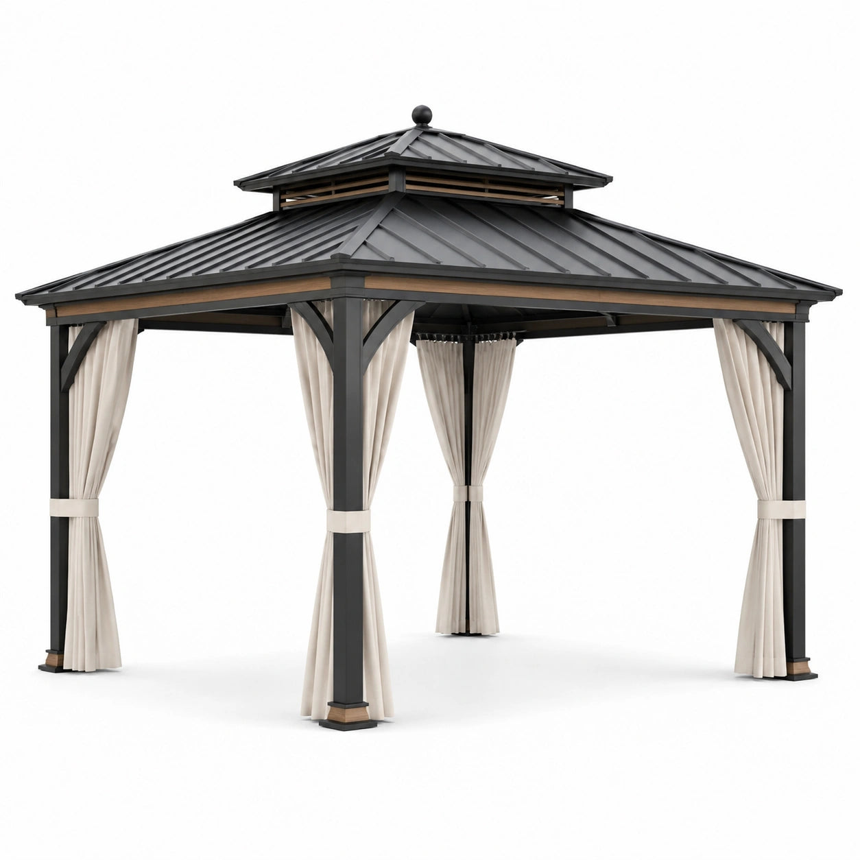 Pavillon mit Aluminiumrahmen und Polyester Vorhängen 3x3m