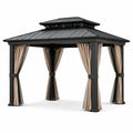 Gartenpavillon aus Aluminium und Stahl mit Polyester-Vorhängen 300cm x 400cm Anthrazit/Beige