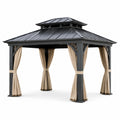 Metall-Gartenpavillon mit Polyesterdach 3x4m Grau/Beige