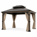 Pavillon Stahlrahmen Aluminiumdach Polyester Vorhänge 300x400 cm Braun/Beige