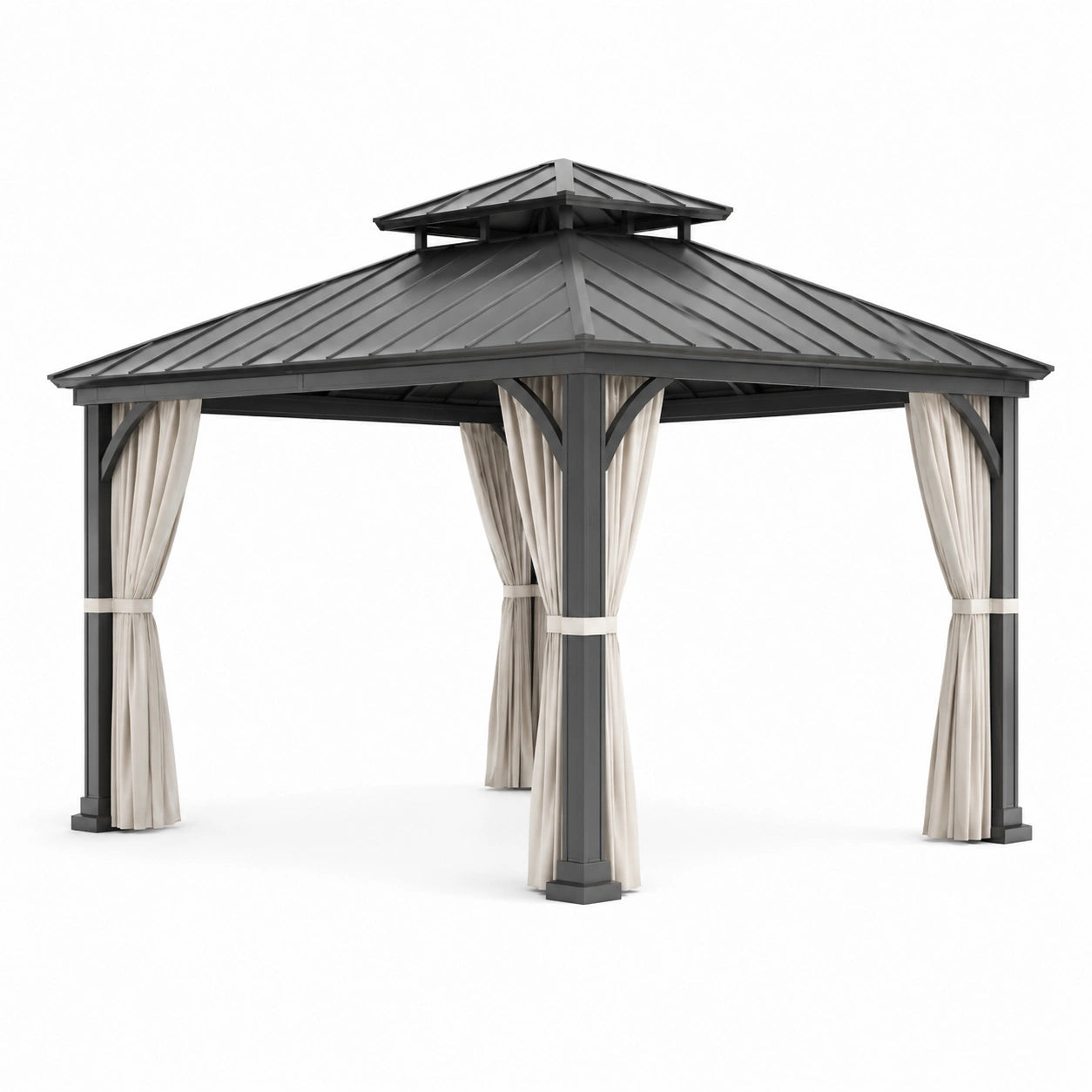 Aluminium Pavillon mit Stahl Dach Grau 400x300x300 cm