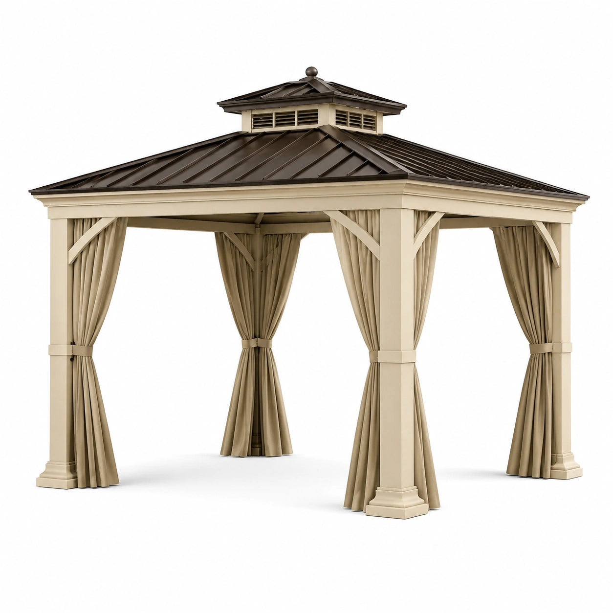 Gartenpavillon Aluminium Stahl Polyester Braun Beige 3x3m
