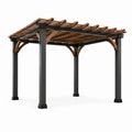Holz- und Stahl-Pergola Braun/Schwarz 300x300x250 cm
