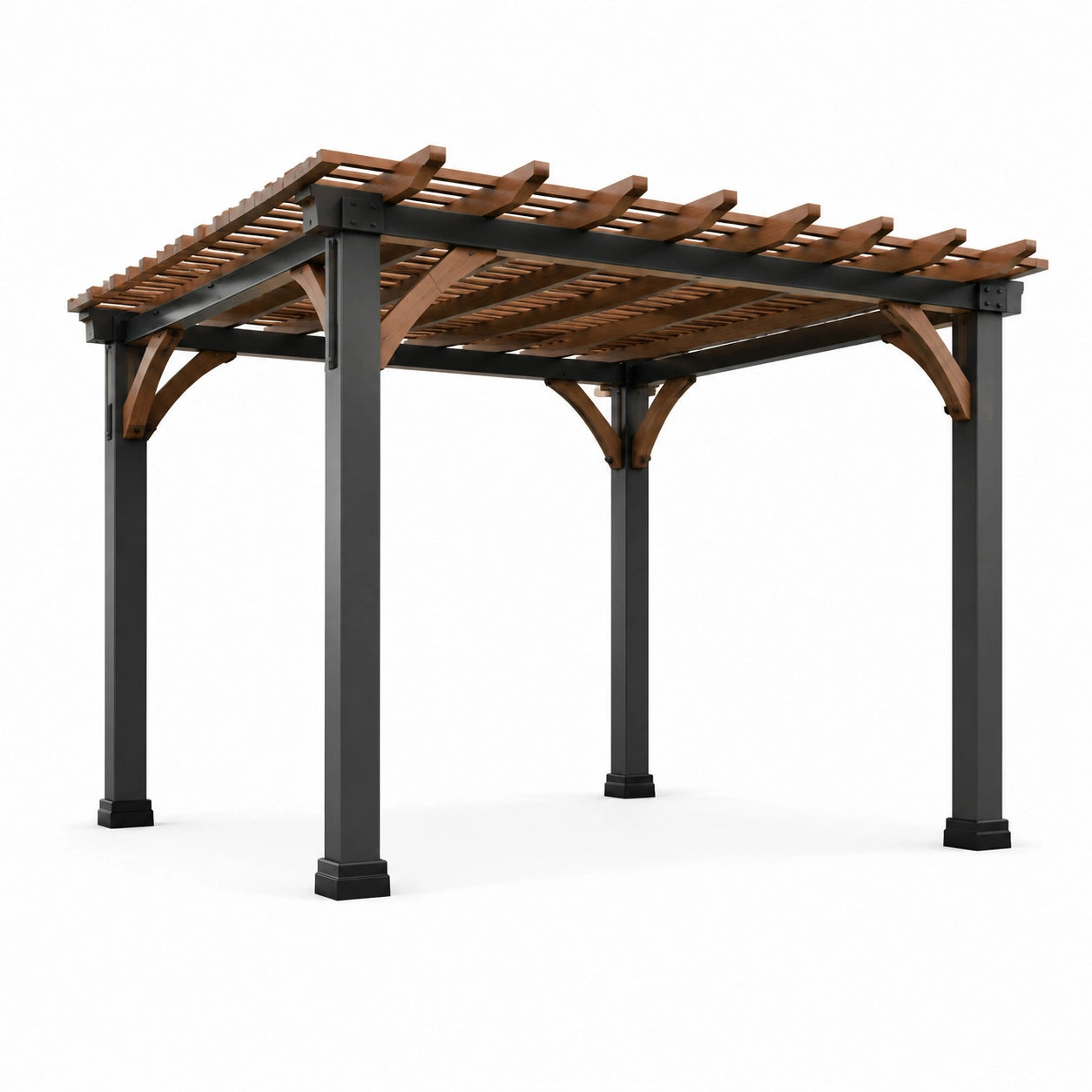 Holz- und Stahl-Pergola Braun/Schwarz 300x300x250 cm