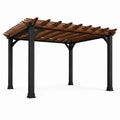 Pergola aus Holz und Aluminium in Braun und Schwarz 3x3m