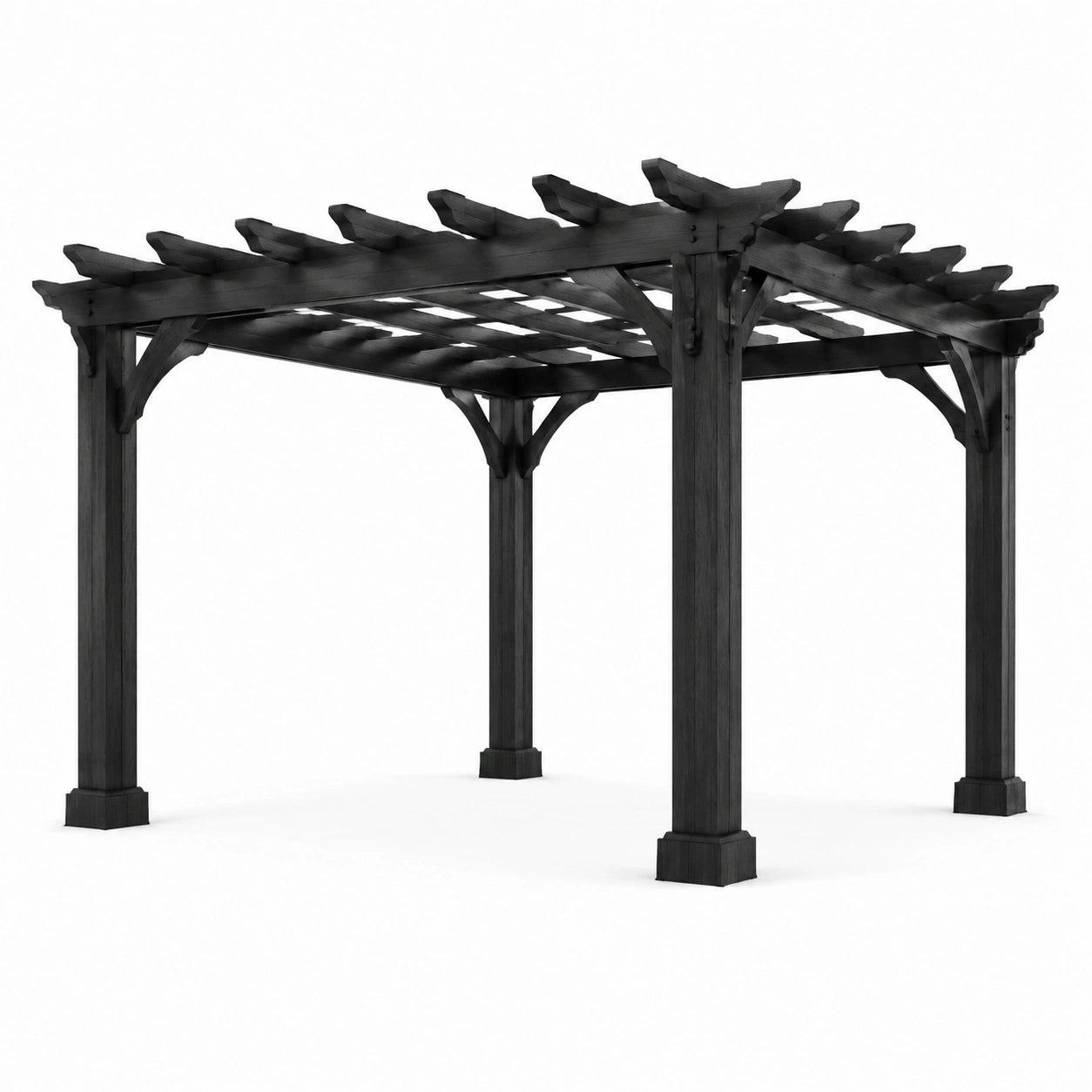 Holz Pergola Schwarz 300cm x 300cm x 250cm