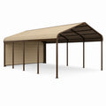 Stahl Carport aus Polycarbonat Beige Dunkelbraun 6x3m