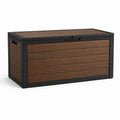 Gartenbox Kunststoff Holzoptik Braun Schwarz Metallrahmen