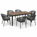 Garten-Essgruppe Aluminium Tisch mit Polywood und 6 Stühlen aus synthetischem Rattan