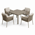 Essgruppe 5-teilig Aluminium Rattan Beige