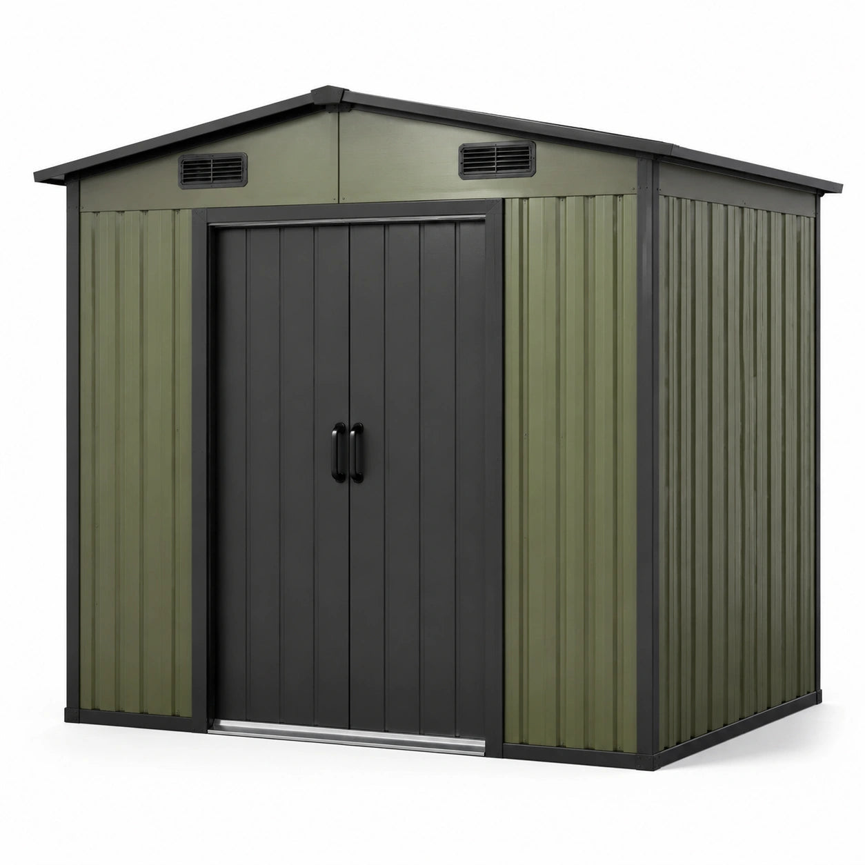 Metall Gartenhaus grün/schwarz 243 cm x 195 cm x 177 cm