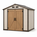 Kunststoff Gartenhaus Braun/Beige mit Doppeltür 210x130x192 cm
