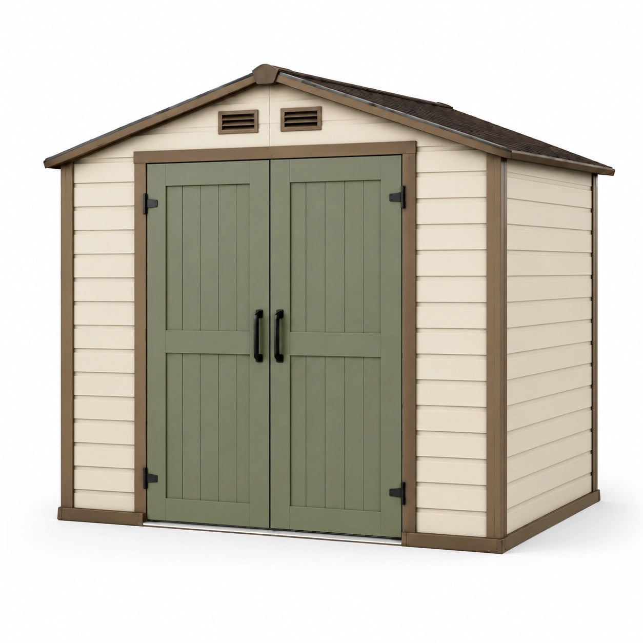 Kunststoff Gartenhaus Beige/Grün 230x150x210 cm