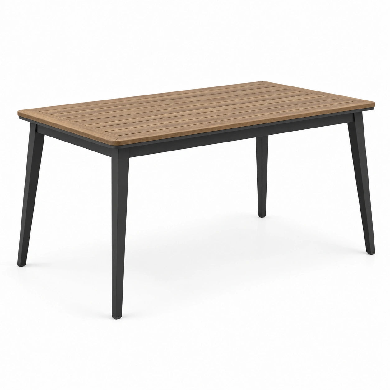 Gartentisch aus Teakholz mit Aluminiumgestell Schwarz/Braun 160x90x75 cm