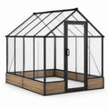 Aluminium Gewächshaus mit Polycarbonatplatten Schwarz Holzoptik 250x250x220 cm