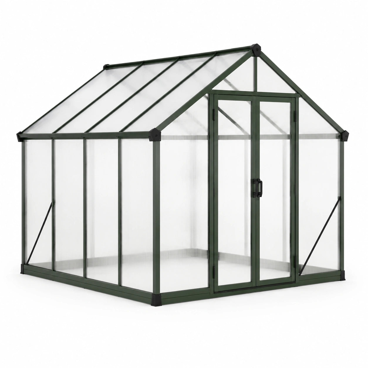 Aluminium Gewächshaus mit Polycarbonatplatten Grün 4mm