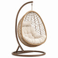 Hängesessel aus Polyrattan mit Stahlgestell, Beige