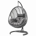 Hängesessel Rattan Stahl Polyester Grau