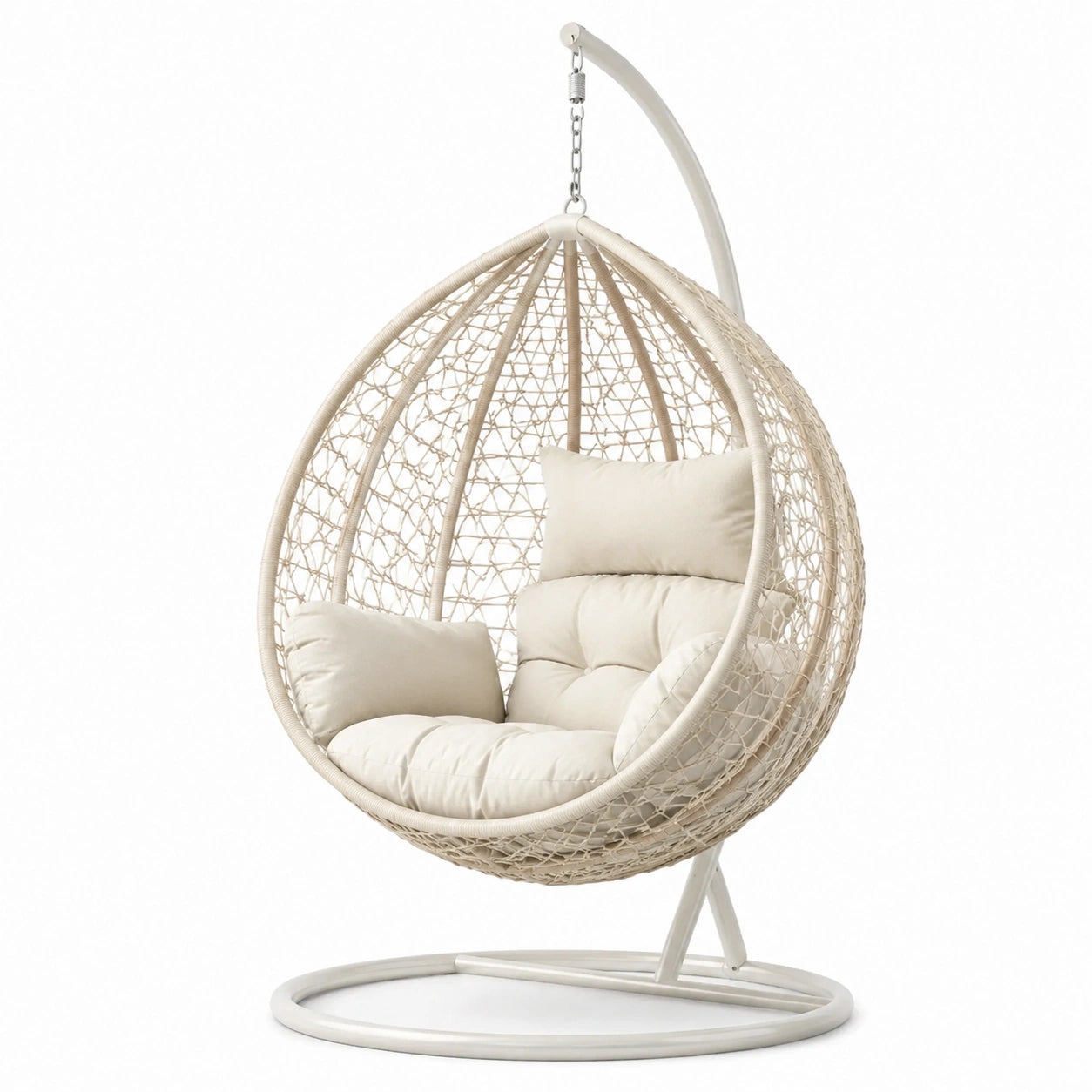 Hängesessel aus Stahl und Rattan Creme