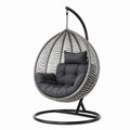 Hängesessel aus Stahl und Rattan mit Polyesterkissen, Ø 100 cm, Höhe 200 cm